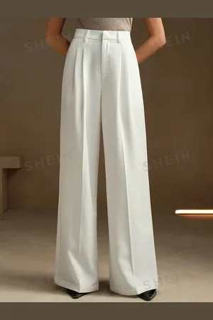 FNOCKS Women Tailored Straight Fit High-Rise Trousers