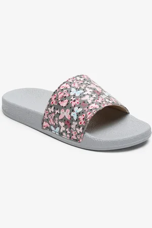 Misto Women Grey & Pink Printed Sliders