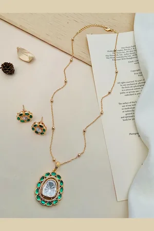ABDESIGNS Gold Plated Stones Studded Necklace With Earrings