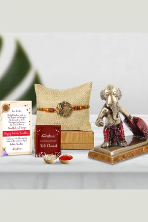 eCraftIndia Gold-Toned Rakhi Gift Set