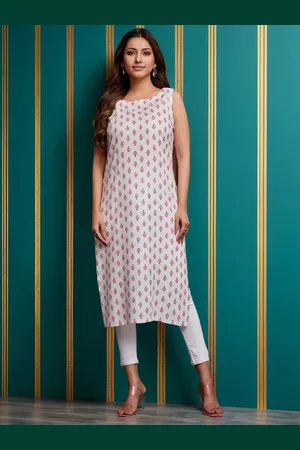 Kalini Floral Printed Round Neck Straight Kurta