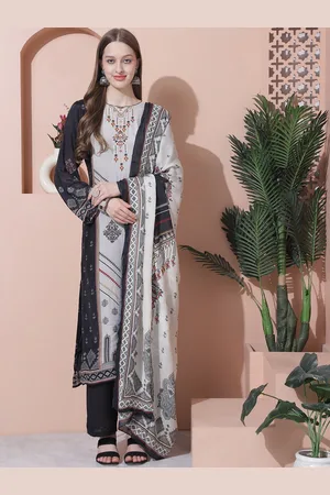 Stylee Lifestyle Floral Embroidered Pure Silk Unstitched Dress Material