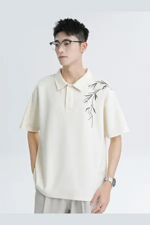 HERE&NOW Men Floral Printed Polo Collar Oversized T-shirt
