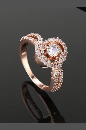 ESTELE Rose Gold-Plated Cubic Zirconia-Studded Finger Ring