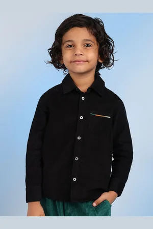 BAESD Boys Relaxed Spread Collar Textured Cotton Relaxed Fit Casual Shirt