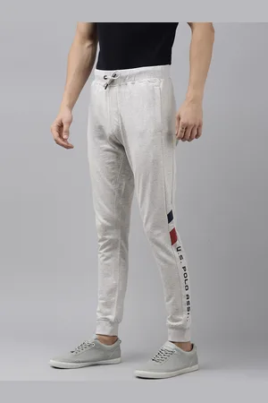 Ralph Lauren Men Grey & Black Printed Pure Cotton Joggers