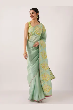Taneira Ethnic Motif Printed Embroidered Organza Saree