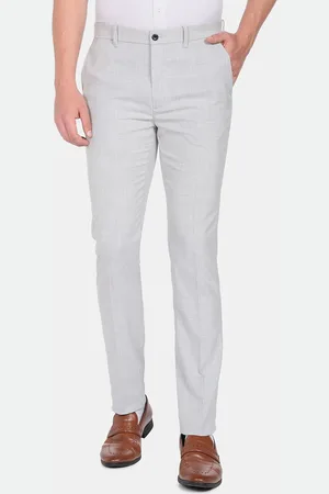 Arrow Men Grey Solid Smartflex Formal Trousers