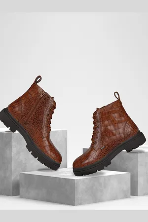 EZOK Leather Ankle Lace Up Boots