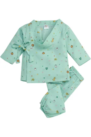 Babywish Kids Printed V-Neck Pure Cotton Jhabla and Pyjamas