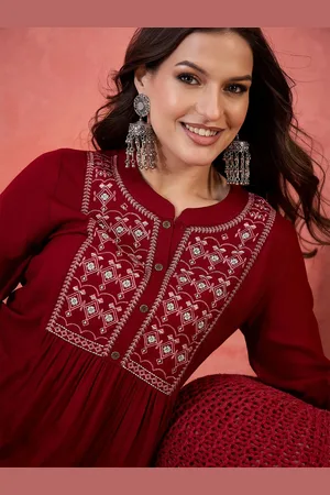 Sangria Embroidered Peplum Top