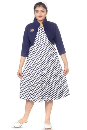BAESD Girls Polka Dots Printed Mandarin Collar A-Line Dress