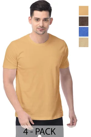 Color Capital Unisex Pack Of 4 Solid Round Neck Cotton T-shirts