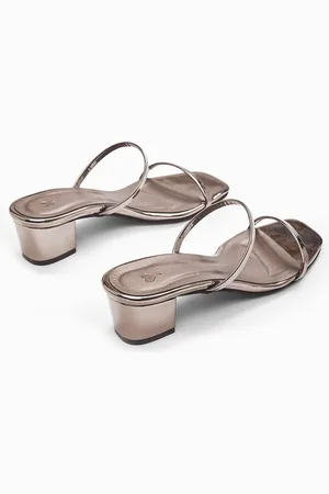 The Label Life Women Grey Gunmetal Two Strap Heels