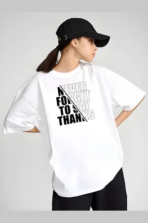 DressBerry Women Typography Printed Round Neck Cotton Oversized T-shirt