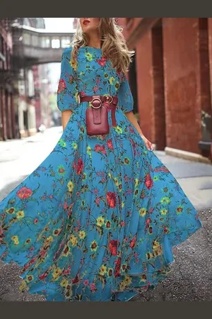 HERE&NOW Women Floral Print A-Line Maxi Dress