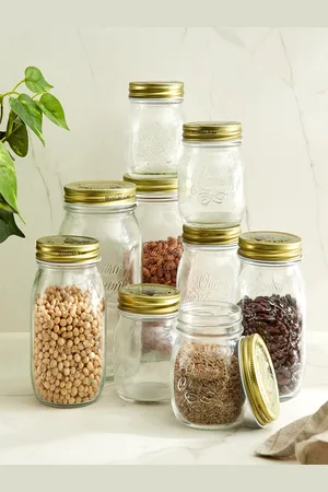Home Centre Siattle Transparent 9 Pieces Glass Storage Canisters