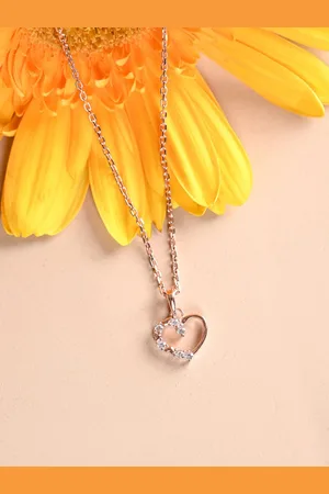 CLARA Rose Gold-Plated Cubic Zirconia-Studded 925 Sterling Silver Pendants with Chains