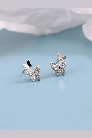 Krelin Silver-Plated Butterfly Shaped Studs Earrings