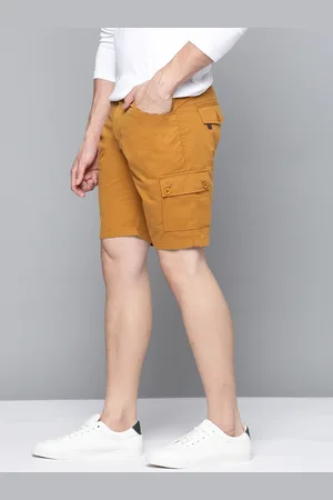 Mast & Harbour Men Mustard Yellow Pure Cotton Cargo Shorts