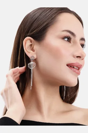 DressBerry Quirky Stone-Studded Drop Earrings