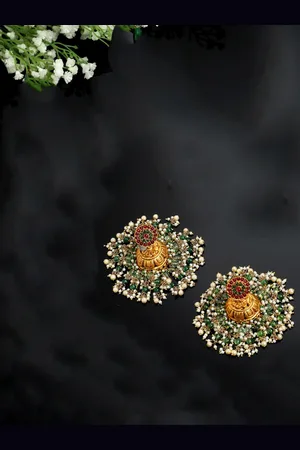 DUGRISTYLE Gold-Plated Contemporary Jhumkas Earrings