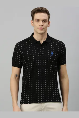 U.S. Polo Assn. Men Black Printed Polo Collar T-shirt