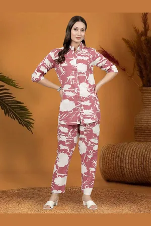 Moda Rapido Printed Collor Neck Shirt With Trousers Co-Ords