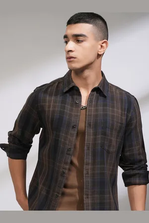 Highlander Men Slim Fit Opaque Checked Casual Shirt
