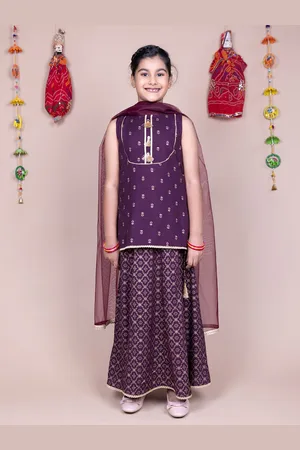 HERE&NOW Girls Printed Ready to Wear Lehenga & Blouse With Dupatta