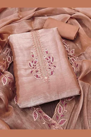 KIMISHA Embroidered Silk Chiffon Unstitched Dress Material