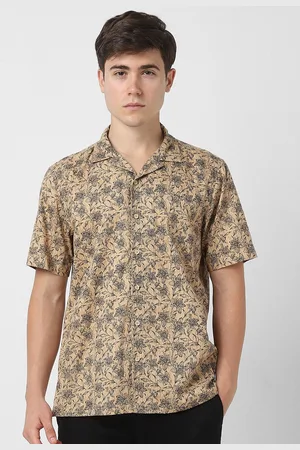 Peter England Men Cuban Collar Floral Printed Cotton Casual Shirt