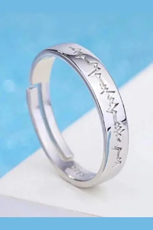 University Silver-Plated Copper Silver-Toned Adjustable Couple Finger Rings
