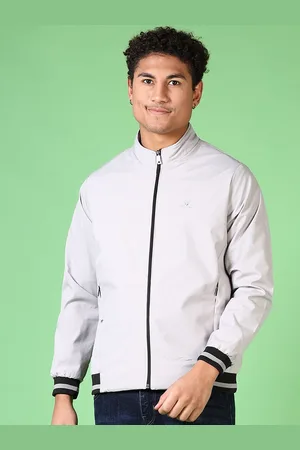 V-Mart Men Mock Collar Solid Cotton Casual Bomber Jacket
