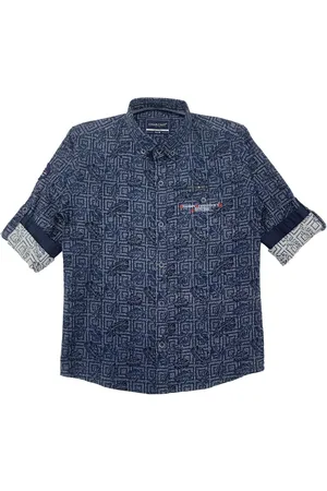 CAVIO Boys Navy Blue Premium Printed Casual Shirt