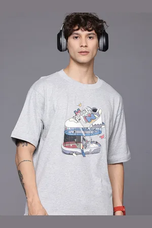 New Balance Grpahic Print Drop-Shoulder Sleeves Longline Pure Cotton T-shirt