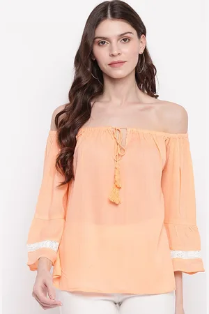 Mayra Peach-Coloured Off-Shoulder Bardot Top