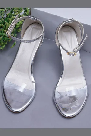 Misto Women Transparent & Silver-Toned Slim Heels