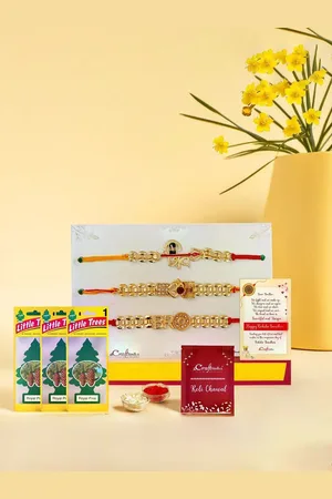 eCraftIndia Set Of 3 Shiva Bro Om Designer Rakhis With Air Freshners