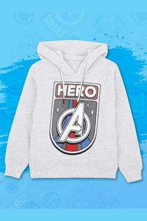 Kidsville Boys Grey Avengers Printed Hooded Sweatshirt