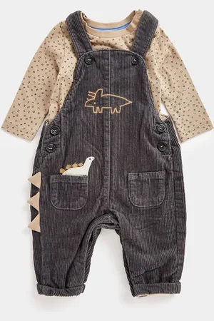 Mothercare Boys Printed Full Sleeves Cotton Dungaree Set