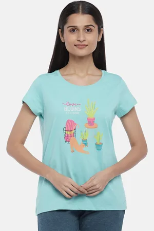 Pantaloons Turquoise Blue Print Lounge Top