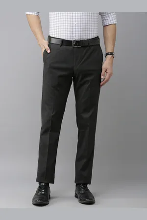 Arrow Men Black Solid Mid-Rise Formal Trousers