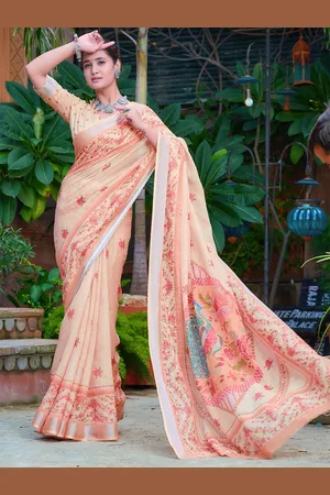 Moda Rapido Floral Designer Block Print Saree