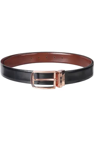 Metro Men Textured Tang Closure Leather Reversible Belt