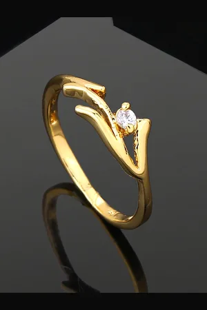 ESTELE Gold Plated Cubic Zirconia Studded Finger Ring