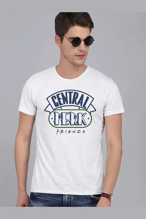Free Authority Men Grey & Blue Friends Printed T-shirt