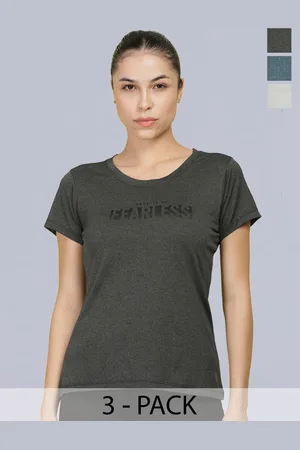 dollar Women Pack of 3 Microfiber Printed Anti Bacterial Sports T-Shirt