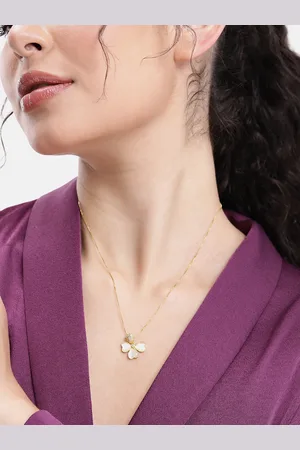 DressBerry Floral Shaped Stone-Studded Pendants with Chains