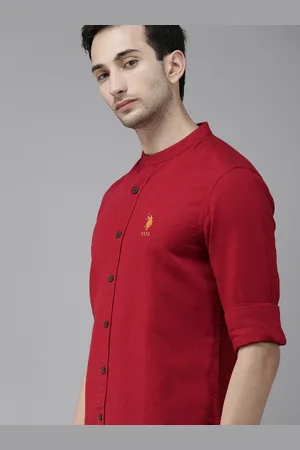 U.S. Polo Assn. Men Red Tailored Fit Casual Shirt